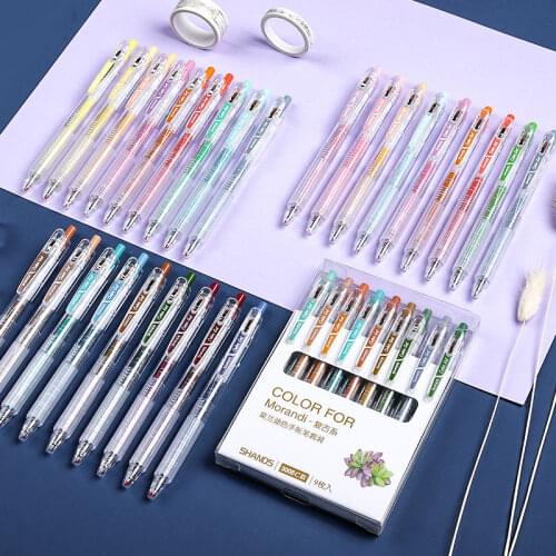 Stationery 9/18/36pcs Morandi Pens Set Multi Color Gel Ink Pens Vintage Marker Liner 0.5mm Ballpoint Gift Office School Supplies