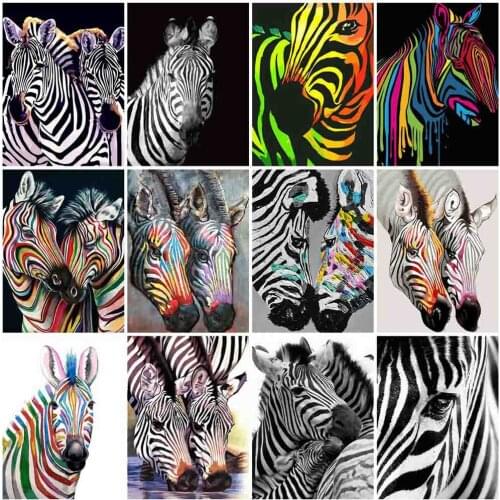 HUACAN Oil Painting By Numbers Animal Drawing On Canvas DIY Pictures By Number Zebra Hand Painted Paintings Horse Home Decor