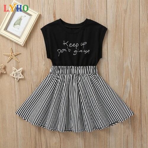 Toddler Girls Clothes Letter Print Tops + Plaid Skirt 2Pcs Sets Short Sleeve Casual Dress Kids Outfits for Children Clothing