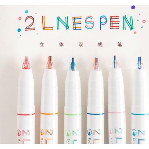 Creative Double-line Hand Account Pen Art Drawing Two-color Pen Student With Marker Memo Double-headed Marker Pen