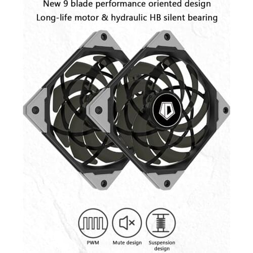 ID-COOLING 120 Mm Computer Chassis Cooling Fan Silent Pc System Chassis Silent Radiator Cooler Smart Computer Accessories
