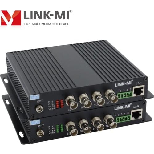 LINK-MI SF44N 4 CHs HD-SDI Extender over Fiber 20KM incompatible ASI signal ( SDI ) with 1 CH RS232 with 1 CH Ethernet