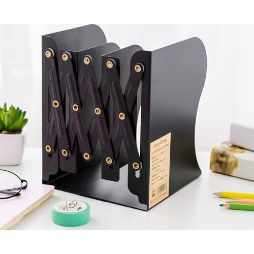 Metal Desk Office Storage Book Holder Retractable Bookends Students Desk Organizer Office School Home Bookshelf Stationery