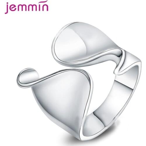 Classic Open Adjustable Sterling Silver 925 Ring for Men Women Original Lovers Rings Fine Jewelry Wide Finger Ring Party Gift