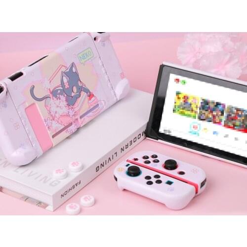 NEKO Cute Cat Switch Protective Shell Pink PC Hard Cover Shell NS Game Console Housing Box For For Nintendo Switch Accessories