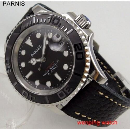 Parnis Black Dial Sapphire Glass Automatic 41mm Watch WW2459