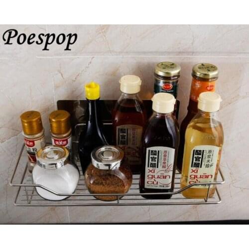 POSEPOP 35cm Stainless Steel Sink Sucker Organizer Shelf Bathroom Powerful Suction Sponges Storage Basket Kitchen Soap Holder