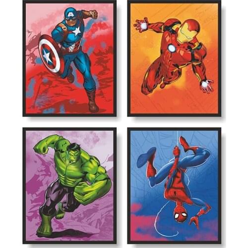 Marvel Avengers Poster Superhero Anime Prints Captain America Canvas Painting Art Wall Print Pictures Childrens Room Home Decor