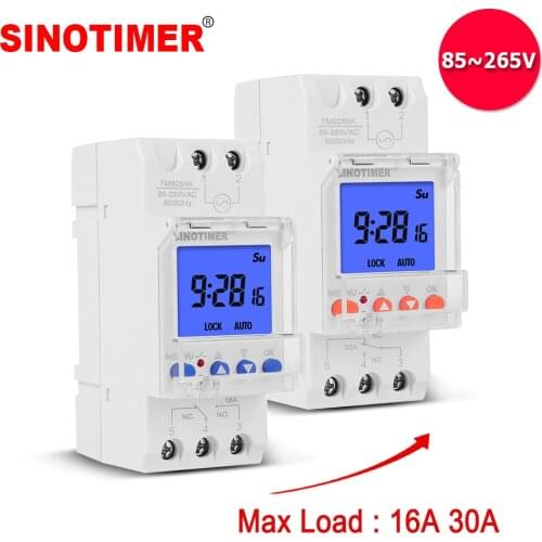 Super Big LCD Display Backlight Digital Weekly Programmer Universal 220V 110V Input 1NO + 1NC Cycle Time Controller DIN Rail