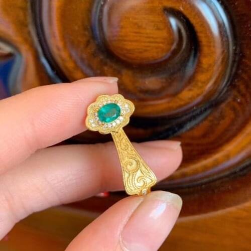 Luxurious Retro Wishful Clouds Natural green Emerald pendant S925 silver Natural Gemstone Pendant Necklace women gift jewelry