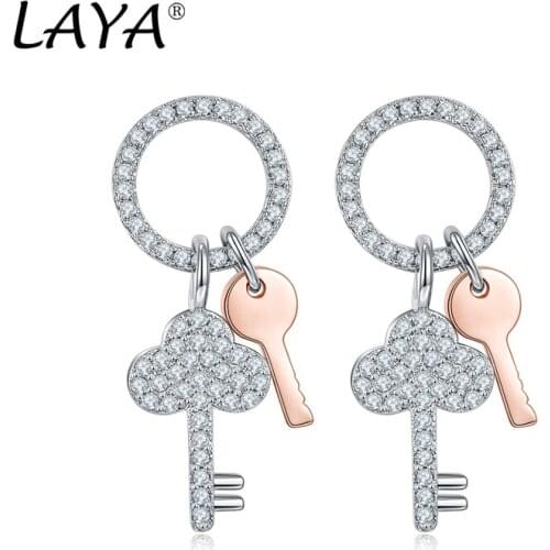 LAYA New Style Fashion 925 Sterling Silver Minikey Accessories AAAAA Zircon Casual Sporty Drop Earrings For Women Luxury Jewelry