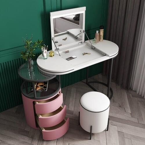 Light Luxury Style Italian Simple Modern Small Apartment Bedroom Dressing Table Storage Cabinet Integrated Makeup Table Modern