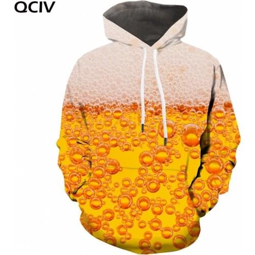 QCIV Beer Sweatshirts men Bubble Hoody Anime Painting Hooded Casual Harajuku Sweatshirt Printed Unisex Funny Autumn Fashion