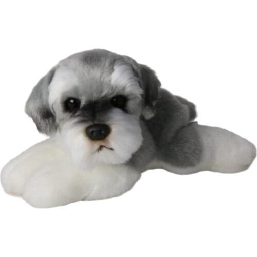 High-Quality Handmade Simulation Standard Schnauzer Dog Toy Doll Stuffed Plush