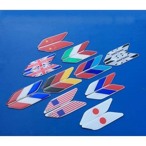 1Pair 3D Metal Russian United Kingdom United States Italy Germany Flag Car Body Side Fender Rear Trunk Emblem Badge Car Stickers