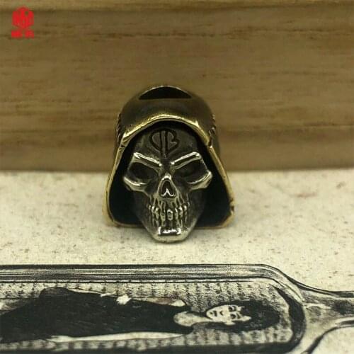 1PC EDC Paracord Beads Skull Retro Brass Copper Oxide Umbrella Rope Cord Lanyard Pendants Knife Beads Accessories