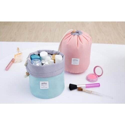 10 Sets/lot! Portable Travel Women Cosmetic Organizer Cylinder Drawstring Bag Makeup Wash Bag Toiletry Bags Travel Accessories