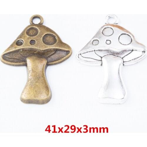 15 pieces of retro metal zinc alloy mushroom pendant for DIY handmade jewelry necklace making 7885