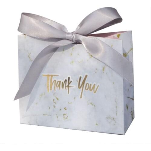 2019 new luxury marble gift bags with bowknots european wedding candy boxes 11.3x4.5x10cm containers for chocolates gift pouches