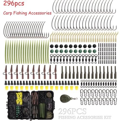 296pcs/box Carp Fishing Accessories Set 8245 Fishing Hooks Rig Rubber Sleeves Fishing Beads Swivels Connector Pesca #3