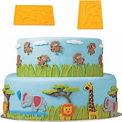 3D Lace Zoo Silicone Embossing Mould Animal Jungle World Fondant Cake Mold, random colors, SQ309