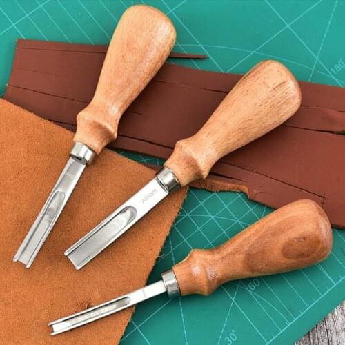 4mm 6mm 8mm Leather Craft Edge Beveler DIY Skiving Beveling Knife Cutting Trimming Tools with Wood Handle Craft Tool
