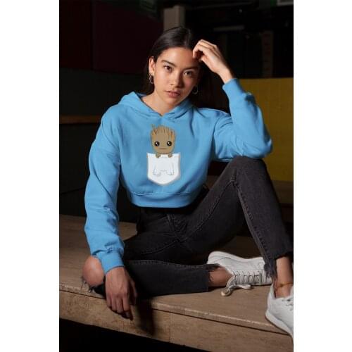 Angemiel Wear Groot Blue Short Hooded Sweatshirt