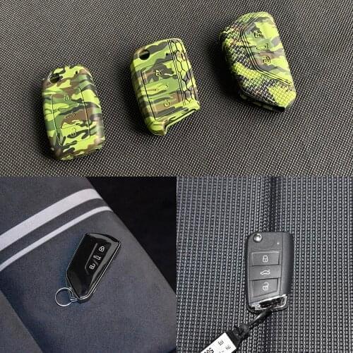Car military Rear Silicone Remote Smart Key Case Key Fob Holder Cover Trim For VW Golf6 MK6 VI GTI R20 GTD Golf7 MK7 Golf 8 Mk8