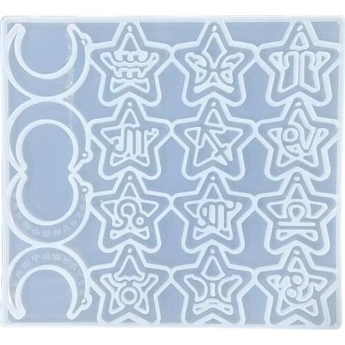 Shiny 12 Constellation Earrings Mould Silicone Epoxy Resin Molds DIY Necklace Jewellery Making Earrings Pendant Decor