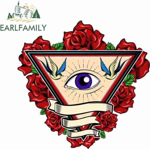 EARLFAMILY 13cm x 12.8cm For Eye Tattoo Fine Decal Vinyl Car Wrap Sticker Windshield Waterproof For SUV JDM VAN Sunscreen