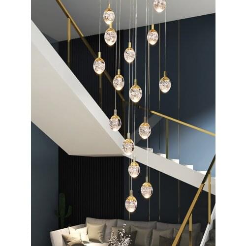 Luxury Crystal Chandelier For Staircase Large Living Room Hall Chandeliers Lighting Gold Home Deocr Ied Cristal Lamps