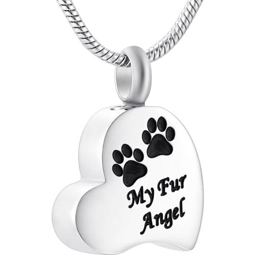 IJD8549 "My Fur Angel" Etching Heat Engravable Memorial Urn Necklace High Quality Stainless Steel Cremation Pendant Jewellery