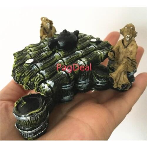 Aquarium Decoration Ornaments Resin Decorative Old Man Stone Tea Table Aquarium Fish Tank Landscape L11 * W7 * H5.5