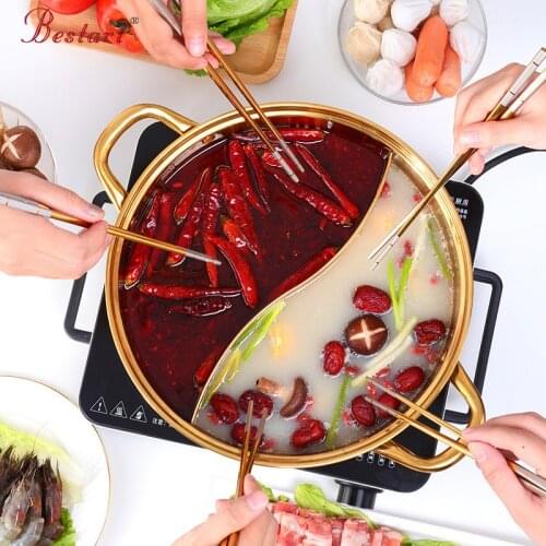 Chinese Hot Pot Stainless Steel Cooking Pot Kitchen Utensils Single-Layer Compatible Soup Stock Pots Home Cookware