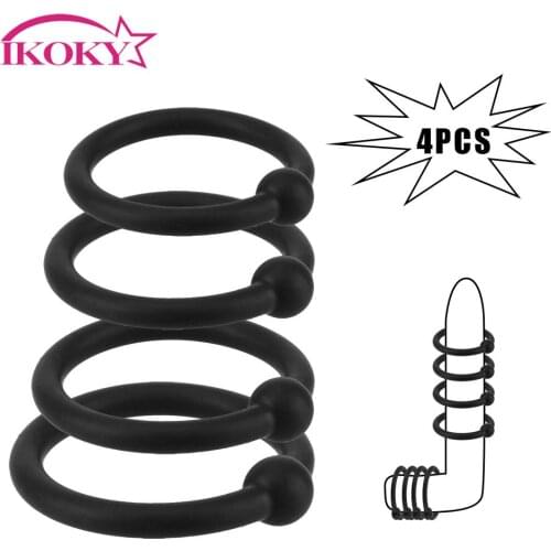 Penis Rings 3/4 Pcs Penis Trainer Sex Toys for Men Penis Sleeve Cock Rings High Elasticity Delay Ejaculation Time Lasting