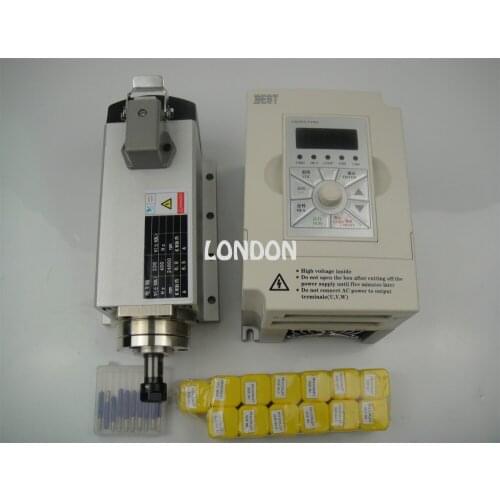 CNC spindle kit ER11 800w air cooling spindle motor + 1.5KW inverter+13 pieces ER11 collets+10 pieces cnc engraving bits