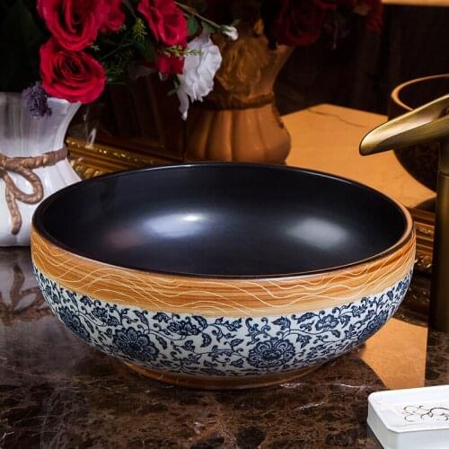 Round Porcelain Bathroom ceramic counter top bathroom sink wash basin