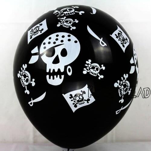 10pcs 12inch Latex Balloons Halloween Pirates Theme Birthday Party Decoration Supplies Kids Toys Black Skull Latex Balloons