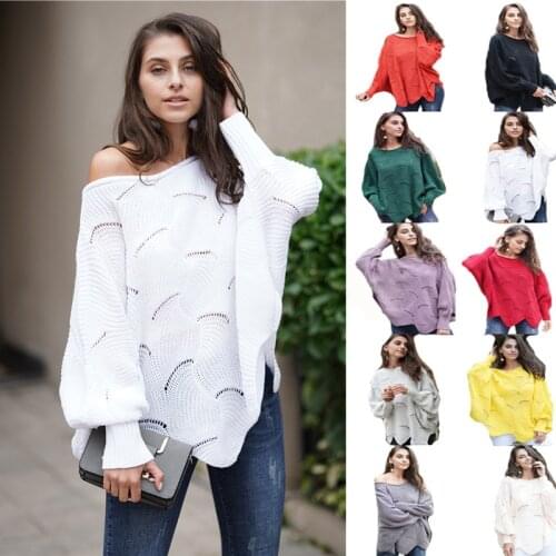 2021 autumn and winter new loose solid color commuter sweater large size trendy round neck bat sleeve pullover sweater