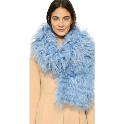 Wholesale Link SJ187 150CM*16CM Factory Big Sale Big Mongolia Sheep Fur Scarves