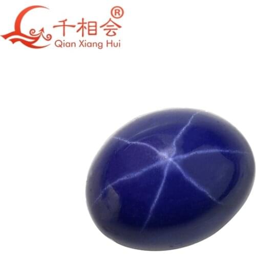 Oval shape Artificial star sapphire blue color flat back cabochon loose gem stone