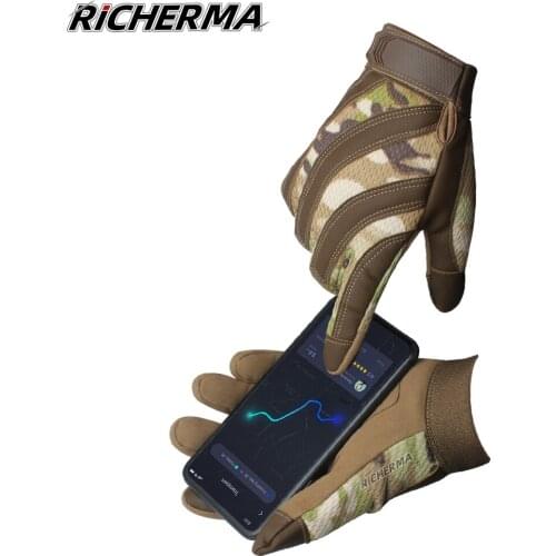 Camouflage Summer Motorcycle Gloves Leather Men Touch Screen Riding Gloves Women Tactical Miltary Shooting Workout Climbing Gym
