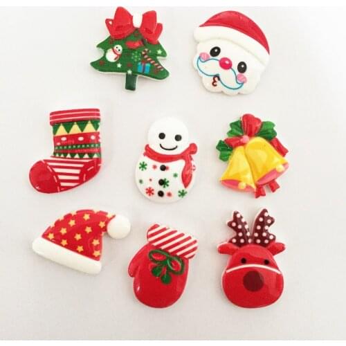Lovely Colorful Christmas combination Flat Back Cabochon stone Miniature Christmas ornament DIY scrapbook figurines OF014