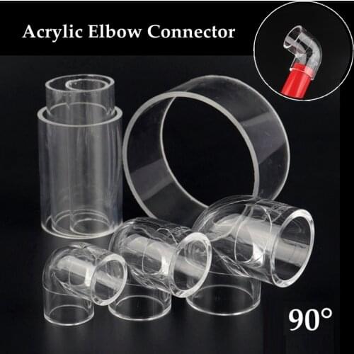 1pc I.D 20~32mm Transparent Acrylic Pipe Aquarium Fish Tank 90° Elbow Connector Plexiglass Water Supply Tube Home DIY Connector