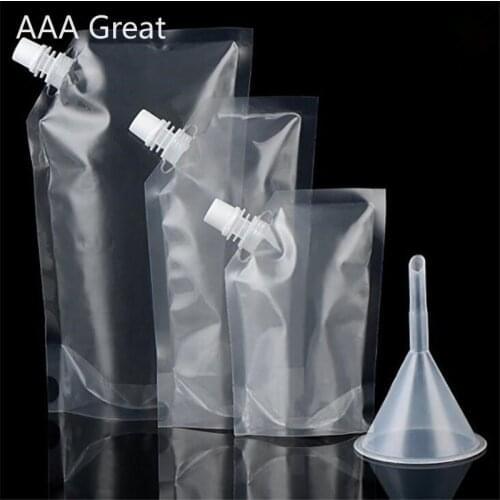10Pcs/Lot Transparent Plastic Spout Pouches Reusable Durable Plastic Bottle Bags For Liquid Drink Sealed Packaging Bag Portable