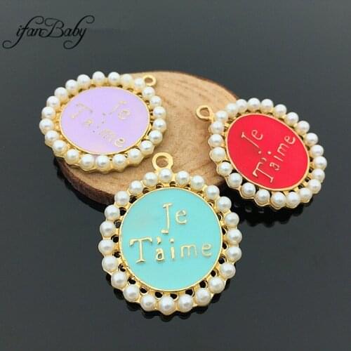 Buttons for DIY accessories flat back metal pearl Pendant