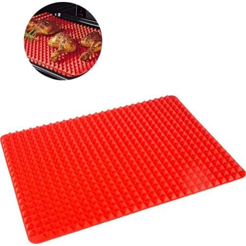 Size:39*27cm 1Pc Silicone Baking Mat Mould Meat Pizza Cooking Non Stick Pyramid Pan Fat Reducing Oven Baking Tray(00370)