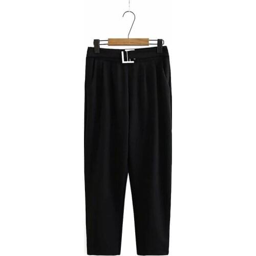 Plus Size XL-4XL Womens White Black Long Pants Stretchable Solid Simple Officewear Long Trousers