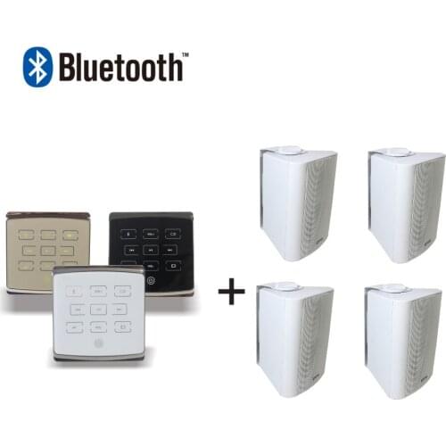 25W 4 channel pa home audio background music system wall mounted amplifier with 4 pieces 4'' wall speakers support Bluetooth/USB