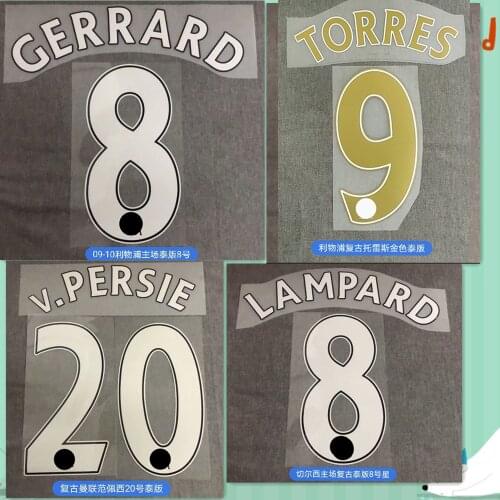 Super A Retro GERRARD TORRES V. VAN PERSIE LAMPARD number font print, Hot stamping patches badges